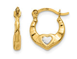 14K Yellow Gold Heart Hoop Earrings